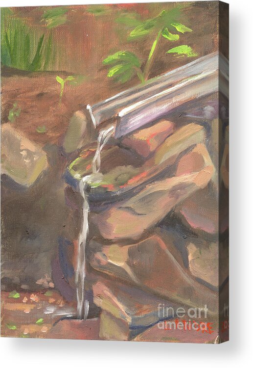 Water Acrylic Print featuring the painting Meditation Falls by Lilibeth Andre