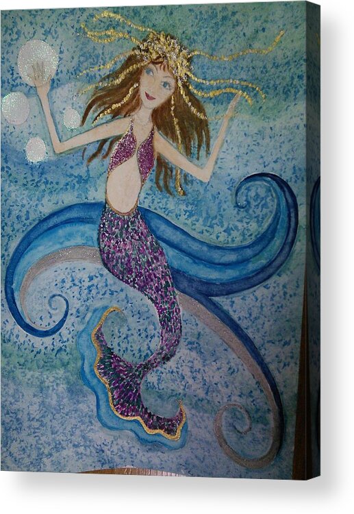 Mermaid Acrylic Print featuring the painting Mermaid Bubble by Susan Nielsen