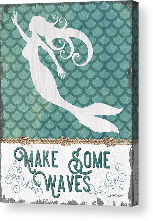 Mermaid Acrylic Print featuring the painting Mermaid Waves 1 by Debbie DeWitt