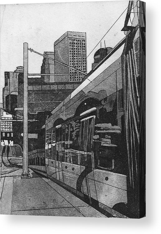 Aquatint Acrylic Print featuring the mixed media Metro by Jude Labuszewski