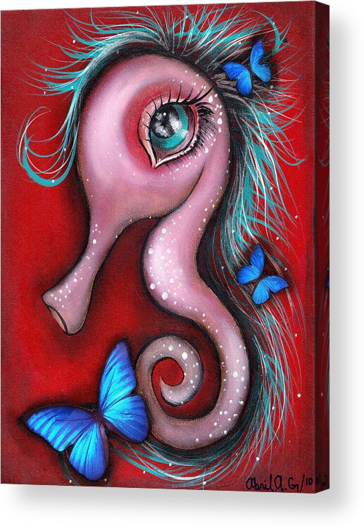 Seahorses Acrylic Print featuring the painting Mina by Abril Andrade