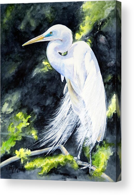 Bird Acrylic Print featuring the painting Miss April - Great Egret by Marsha Karle