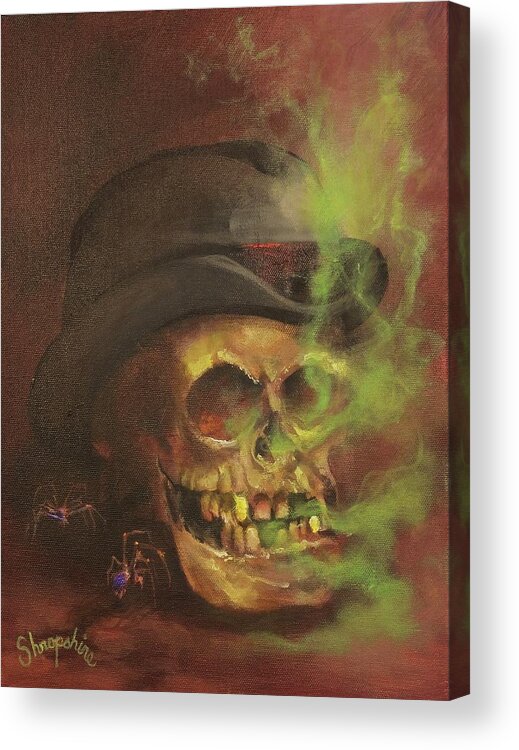 Halloween; Skull; All Hallows’ Eve; Trick-or-treat Acrylic Print featuring the painting Mister Bones by Tom Shropshire