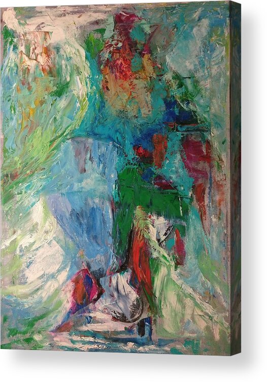 Abstract Acrylic Print featuring the painting Misty Depths by Nicolas Bouteneff