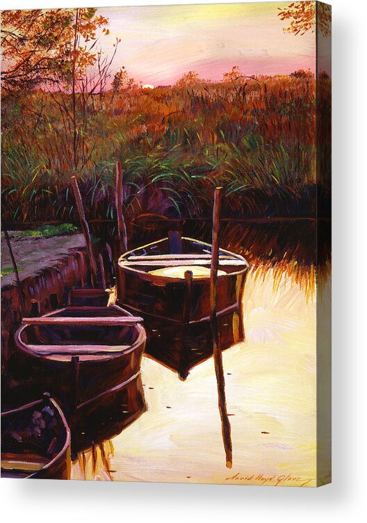 Lakes Acrylic Print featuring the painting Moment at Sunrise by David Lloyd Glover