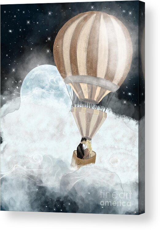 Romantic Acrylic Print featuring the painting Moonlight Kisses by Bri Buckley