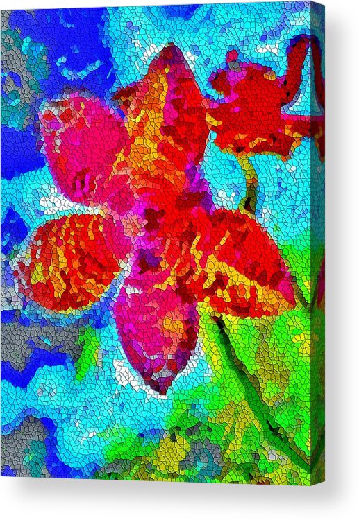 Flower Acrylic Print featuring the photograph Mosaic Orchid 2 by Ludwig Keck