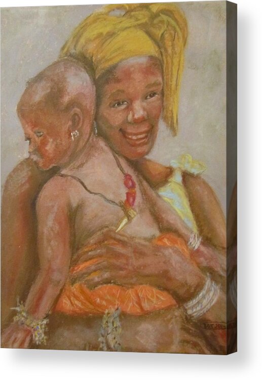 Baby Acrylic Print featuring the pastel Mother and Child by Barbara O'Toole