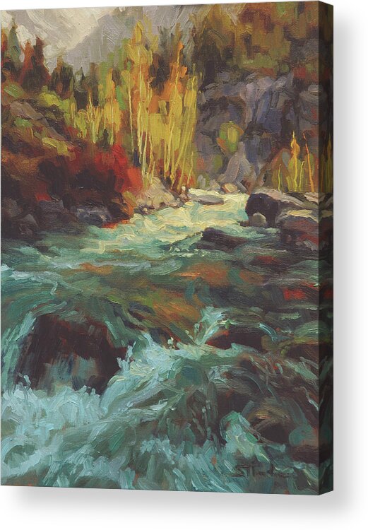 River Acrylic Print featuring the painting Mountain Stream by Steve Henderson