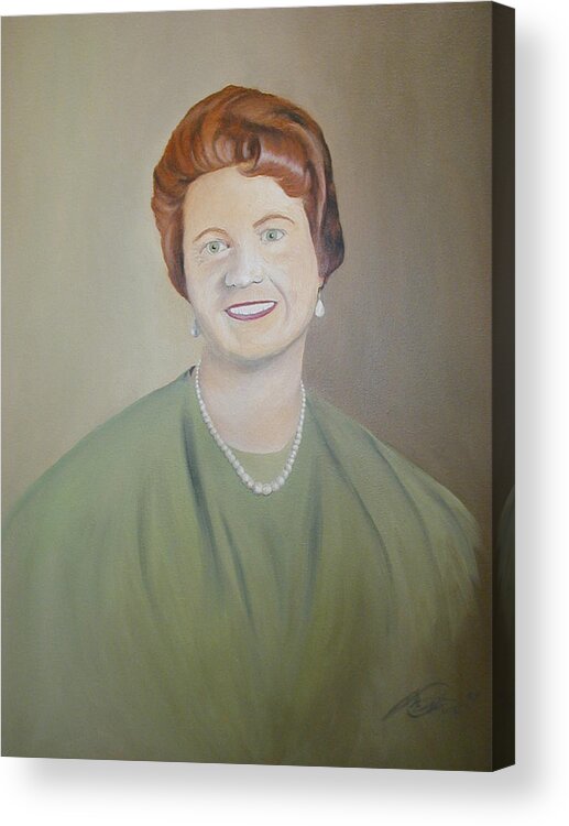 Portrait Acrylic Print featuring the painting Ms. Bryant by Angelo Thomas