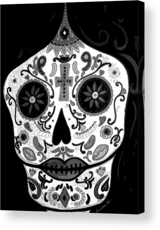 Face Acrylic Print featuring the painting Muerte by Pristine Cartera Turkus