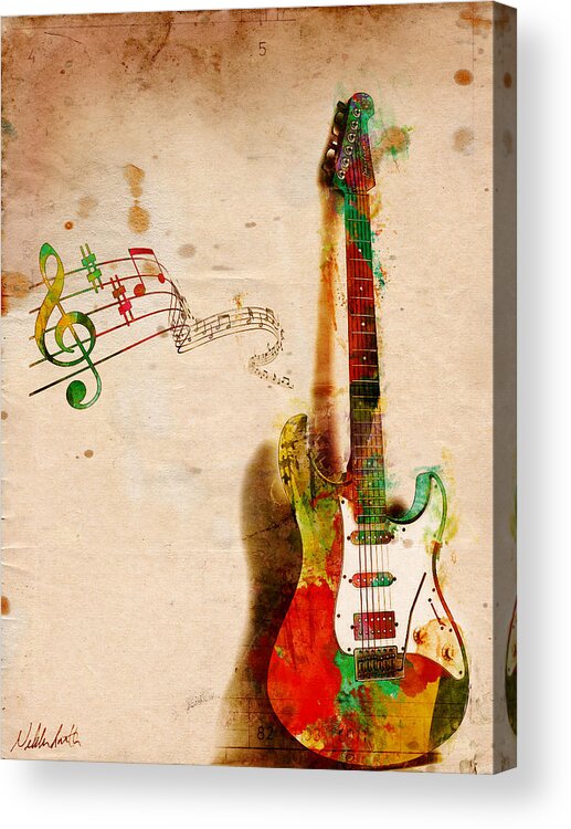Guitar Acrylic Print featuring the digital art My Guitar Can SING by Nikki Smith