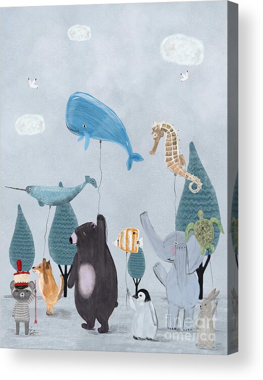 Animals Acrylic Print featuring the painting Nature Parade by Bri Buckley