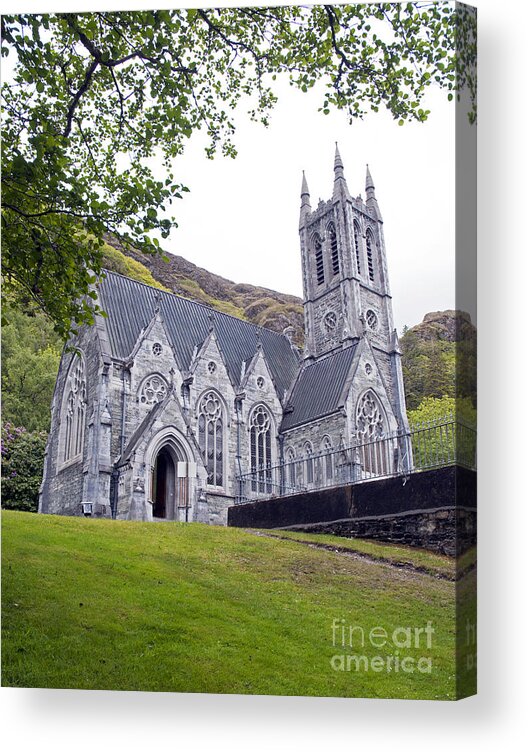 Kylemore Abby Acrylic Print featuring the photograph neo-gothic church at Kylemore Abby by Cindy Murphy - NightVisions