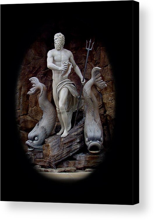 Neptune Acrylic Print featuring the mixed media Neptune on Guard by Shirley Heyn