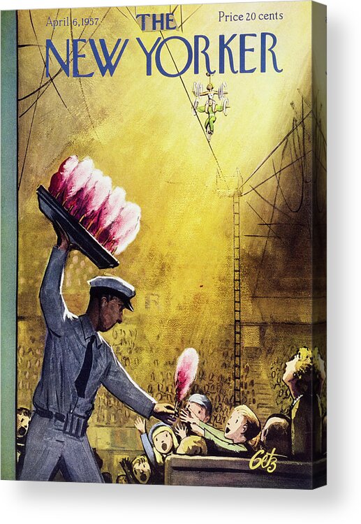 Circus Acrylic Print featuring the painting New Yorker April 6 1957 by Arthur Getz