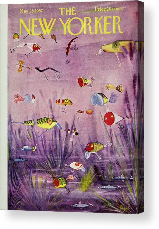 Fish Acrylic Print featuring the painting New Yorker May 25 1957 by Robert Kraus