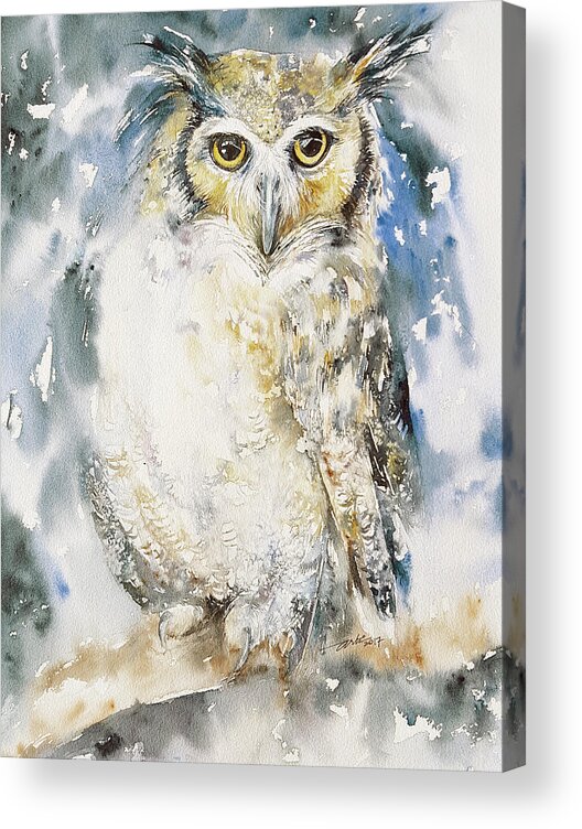 Owl Acrylic Print featuring the painting Night Owl by Arti Chauhan