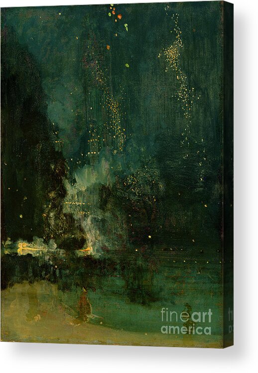 Nocturne Acrylic Print featuring the painting Nocturne in Black and Gold - the Falling Rocket by James Abbott McNeill Whistler Nocturne Acrylic Print featuring the painting Nocturne in Black and Gold - the Falling Rocket by James Abbott McNeill Whistler