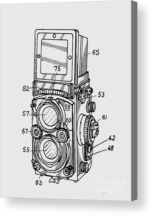 Camera Acrylic Print featuring the digital art Old Rollie Vintage Camera T-shirt by Edward Fielding