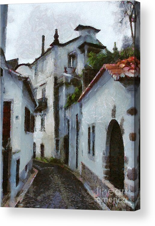 Painting Acrylic Print featuring the painting Old Town Street by Dimitar Hristov