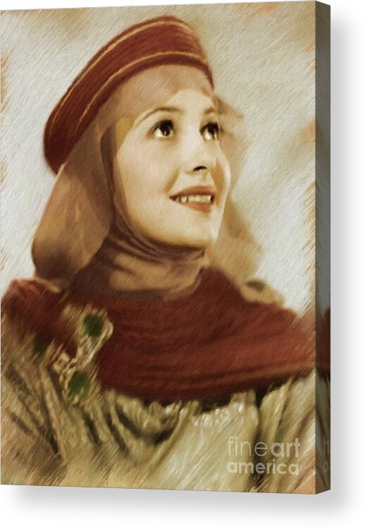 Olivia Acrylic Print featuring the painting Olivia De Haviland, Vintage Actress by Esoterica Art Agency