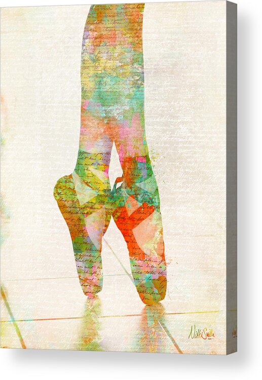 Ballet Acrylic Print featuring the digital art On Tippie Toes by Nikki Smith