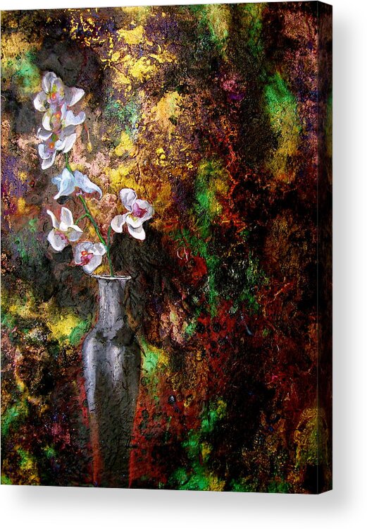 Orchid Art Beautiful Art Acrylic Print featuring the painting Orchid 1 by Laura Pierre-Louis