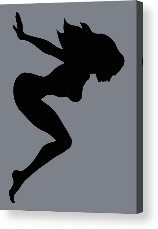 Mudflap Girl Acrylic Print featuring the painting Our Bodies Our Way Future Is Female Feminist Statement Mudflap Girl Diving by Tony Rubino