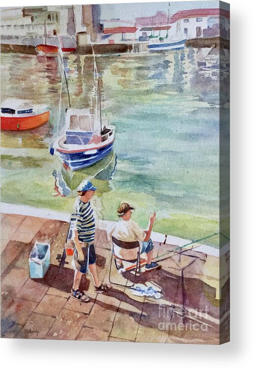 Watercolor Acrylic Print featuring the painting Partie de Peche by Francoise Chauray