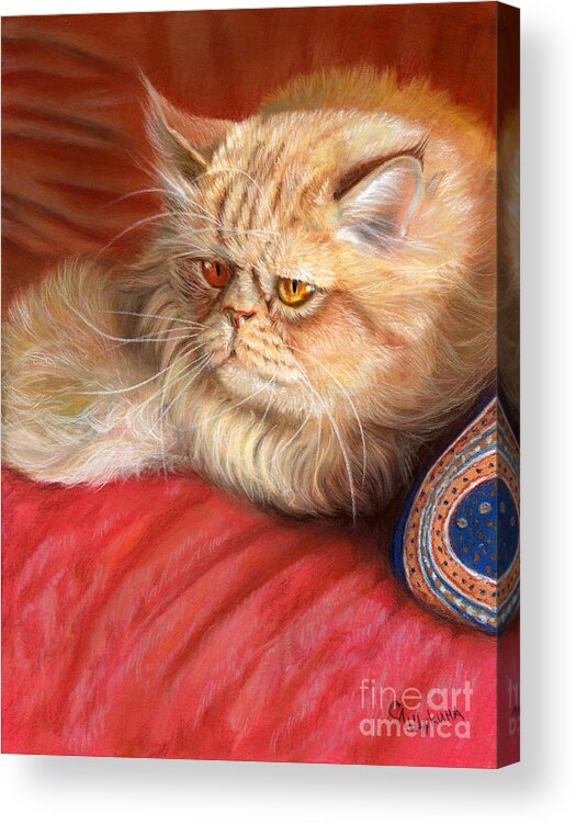 Cat Acrylic Print featuring the painting Persian cat by Svetlana Ledneva-Schukina