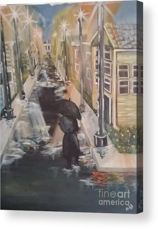 Rain Acrylic Print featuring the painting Persistence by Saundra Johnson