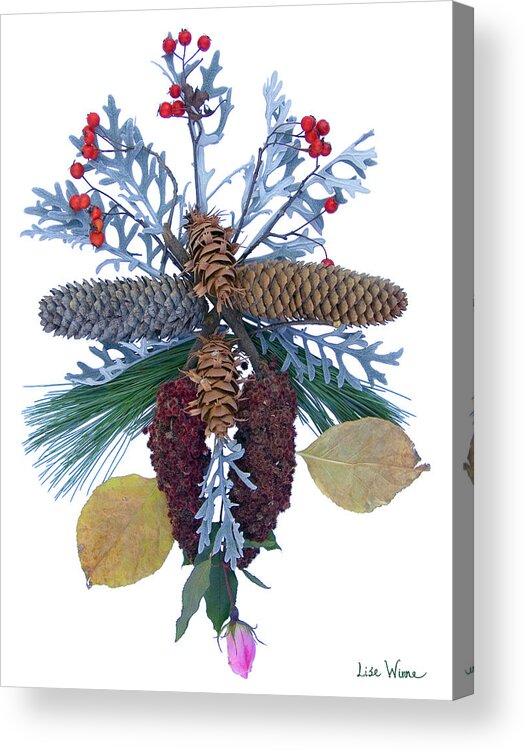 Lise Winne Acrylic Print featuring the digital art Pine Cone Bouquet by Lise Winne