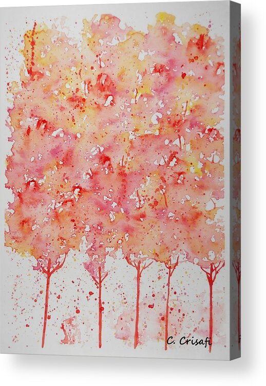Tree Acrylic Print featuring the painting Pinkish Watercolor Trees by Carol Crisafi