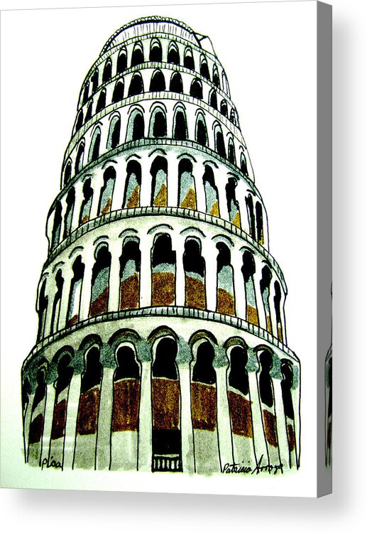 Europe Acrylic Print featuring the drawing Pisa Erected by Patricia Arroyo
