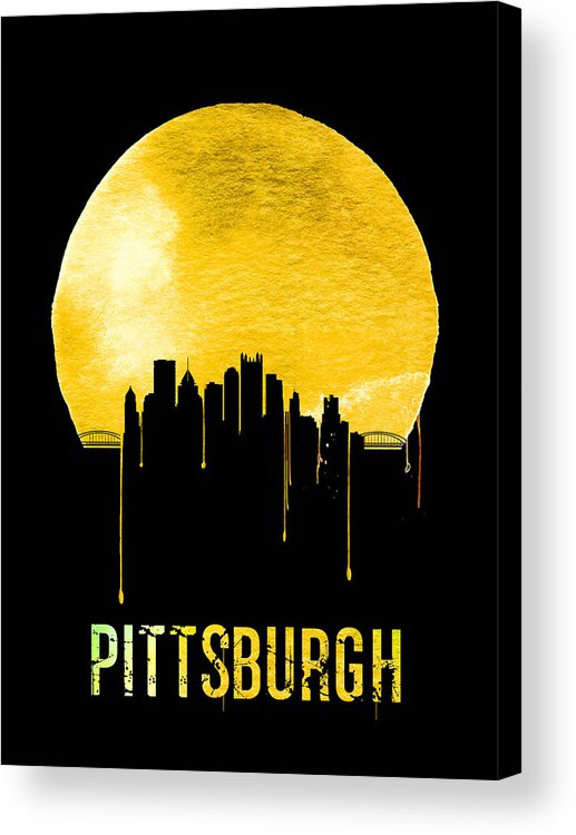 Pittsburgh Acrylic Print featuring the painting Pittsburgh Skyline Yellow by Naxart Studio