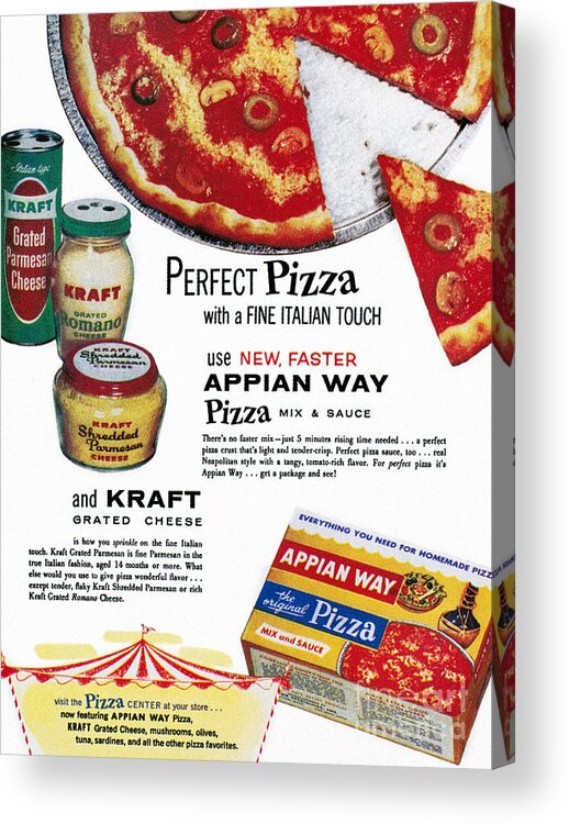 1960 Acrylic Print featuring the photograph Pizza Mix Ad, 1960 by Granger