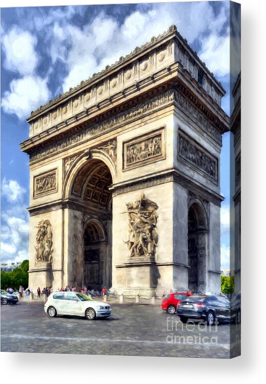 Place Charles De Gaulle Acrylic Print featuring the photograph Arc De Triomphe # 2 by Mel Steinhauer