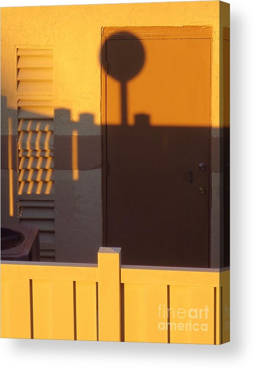 Pool House At Sunrise. Acrylic Print featuring the photograph Pool House Shadow at Sunrise. by Robert Birkenes