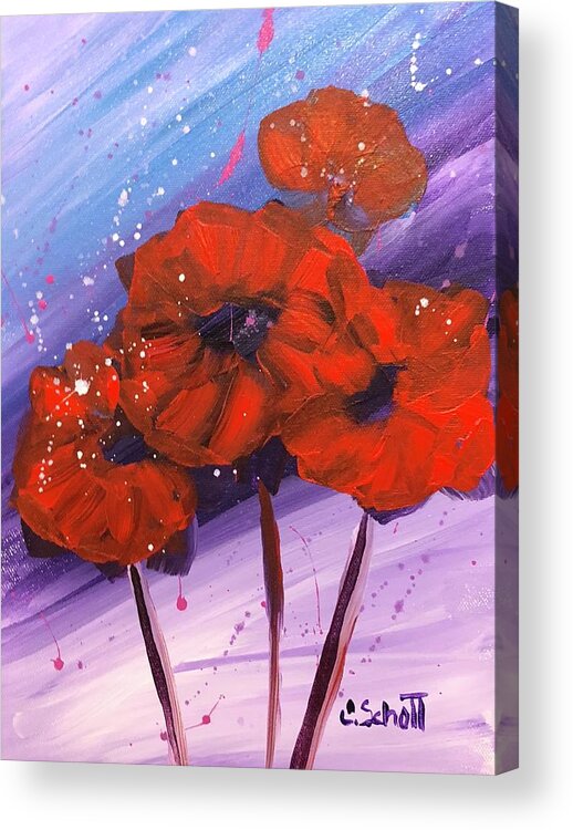 Poppies Acrylic Print featuring the painting Poppies by Christina Schott