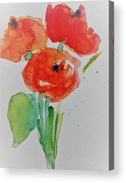 Still Life Acrylic Print featuring the painting Poppy Flowers 1 by Britta Zehm