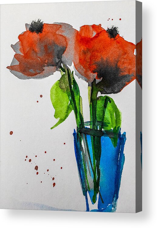 Flower Acrylic Print featuring the mixed media Poppys by Britta Zehm