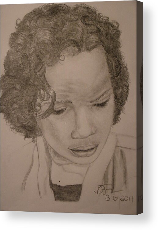 Portrait Acrylic Print featuring the drawing Portrait of a Girl by Vickie Roche