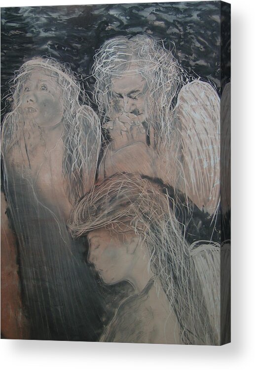 Angels Acrylic Print featuring the painting Praying for Daniel by J Bauer