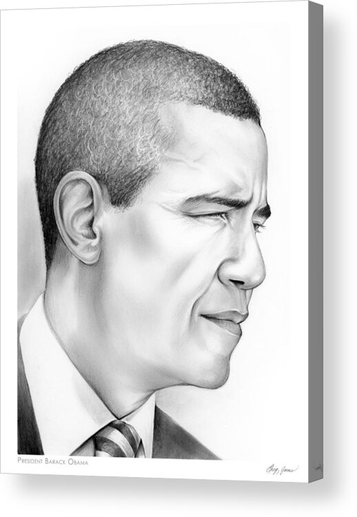 President Acrylic Print featuring the drawing President Obama by Greg Joens