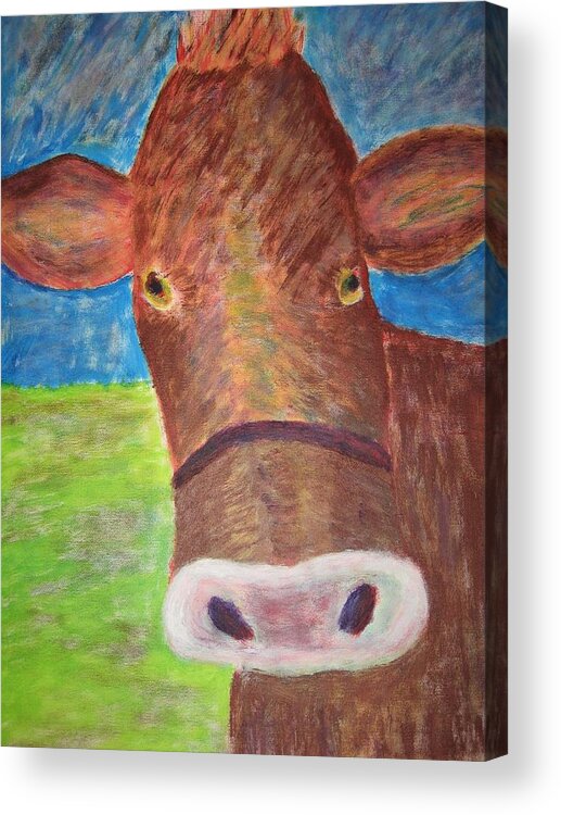 Cow Acrylic Print featuring the painting Pretty Hazel by John Scates