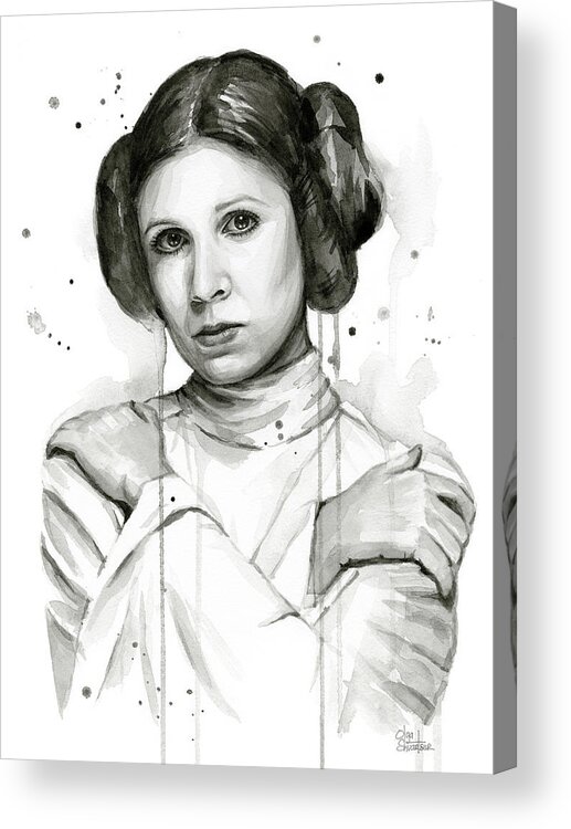 Leia Acrylic Print featuring the painting Princess Leia Portrait Carrie Fisher Art by Olga Shvartsur