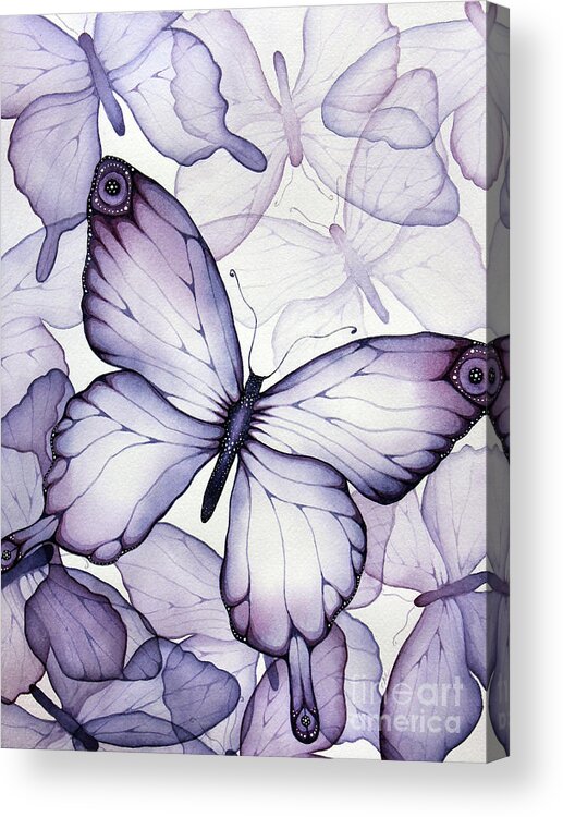 Purple Acrylic Print featuring the painting Purple Butterflies by Christina Meeusen