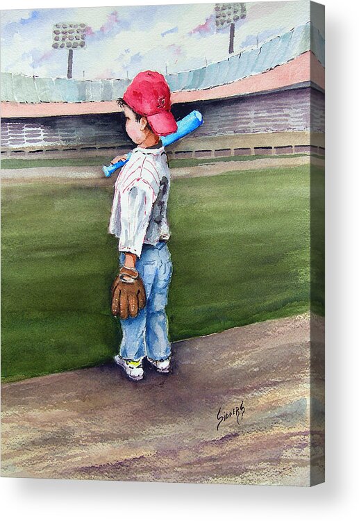Baseball Acrylic Print featuring the painting Put Me In Coach by Sam Sidders