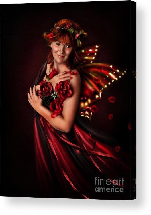 Digital Painting Acrylic Print featuring the digital art Queen of the Roses by Laurie Hasan